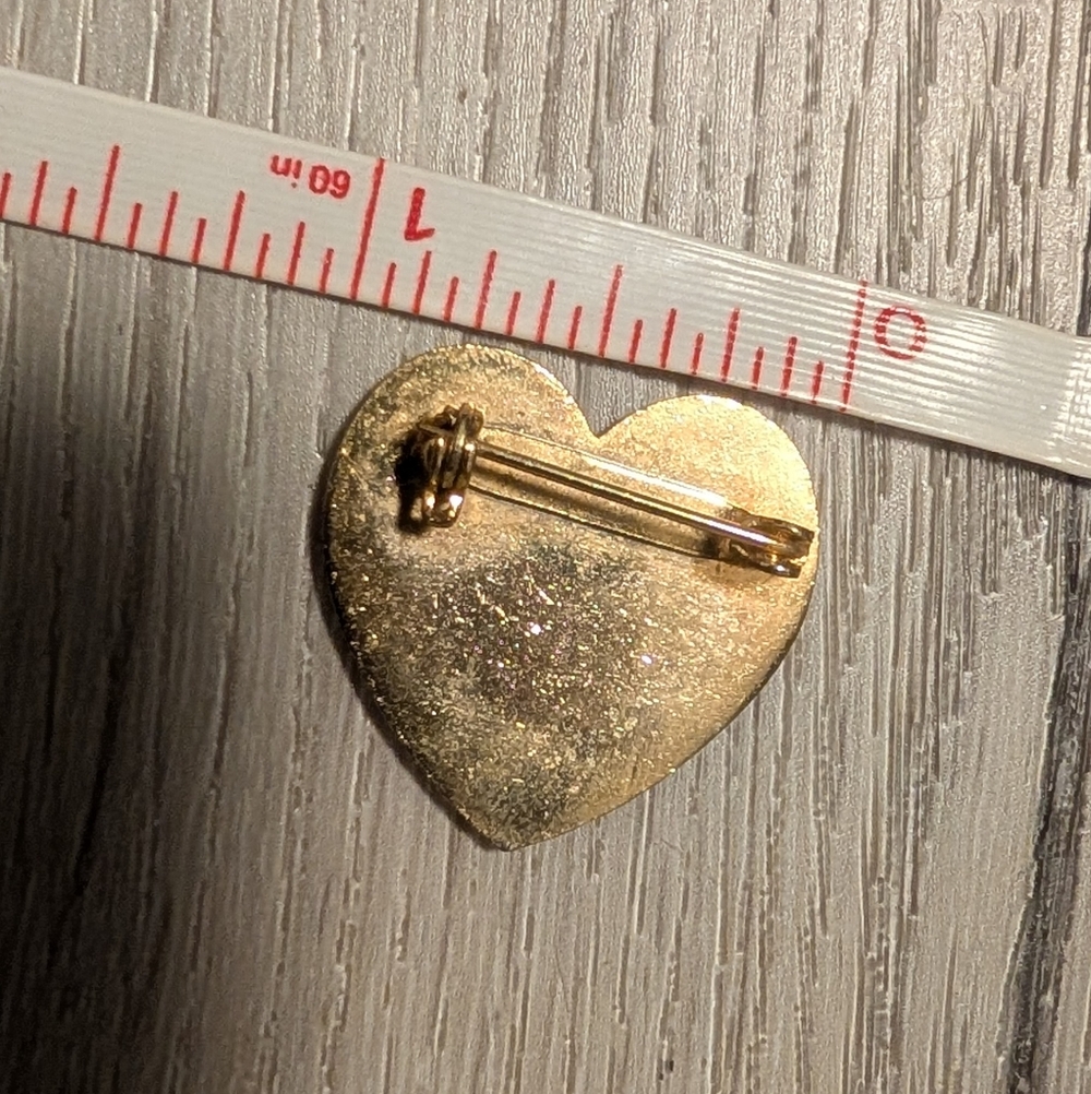 Vintage heart shaped cloisonné brooch - Picture 3 of 3